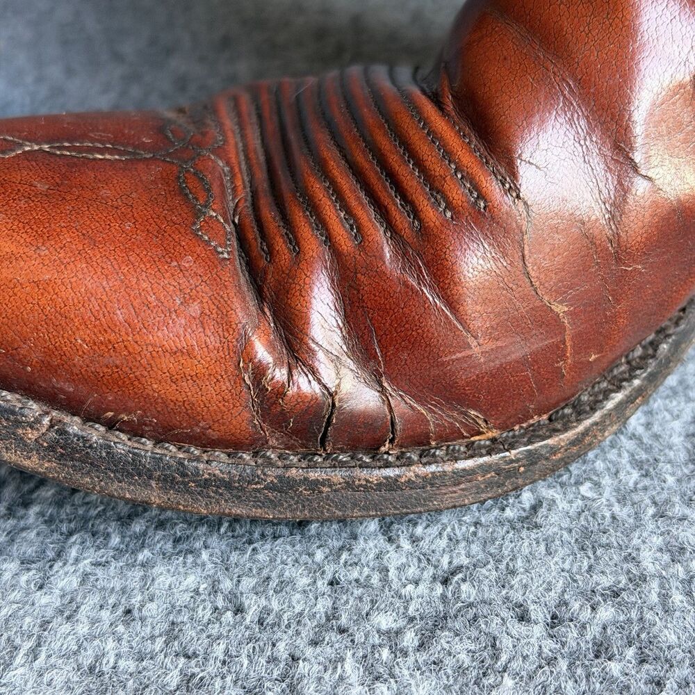 Vintage Lucchese L6609 Brown Leather Cowboy Western Boots Men’s 11 D USA - Picture 12 of 16
